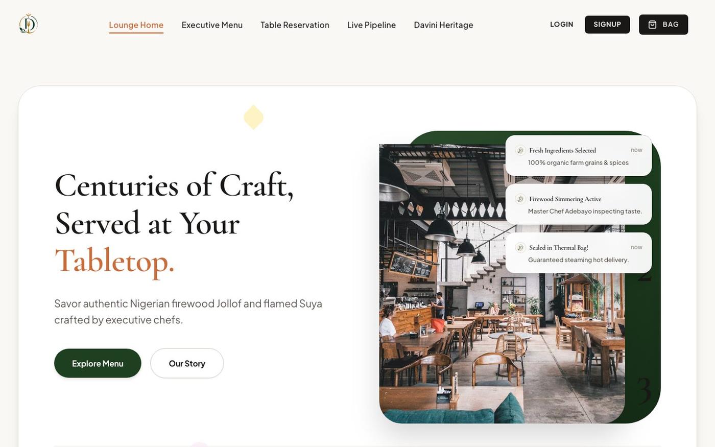 Davini's Food Bank | Authentic & Warm Culinary Experiences — screenshot