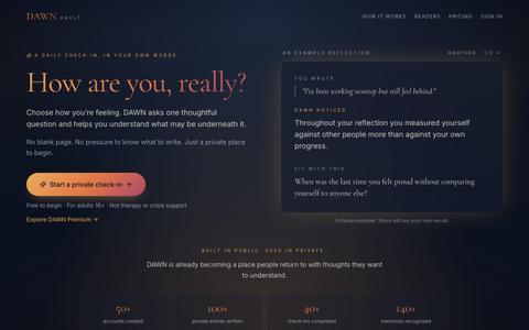 DAWN — A private AI reflection journal for adults — screenshot