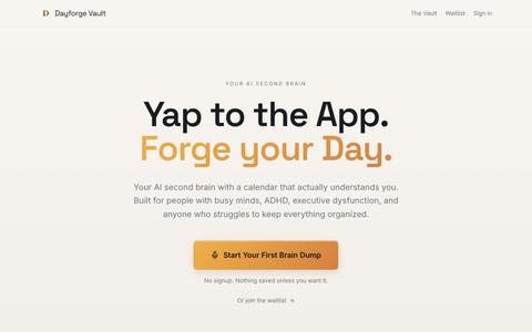 Dayforge Vault — Your AI second brain with a calendar that gets you — screenshot