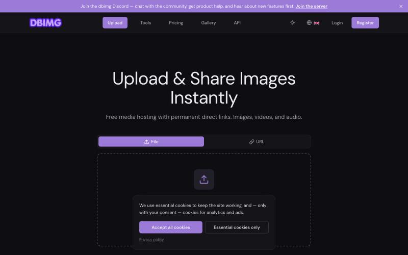 dbimg — Free Image & Video Upload | Media Hosting — screenshot
