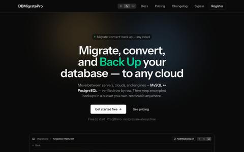 Migrate, Convert & Back Up Any Database — MySQL, PostgreSQL — DBMigratePro — screenshot