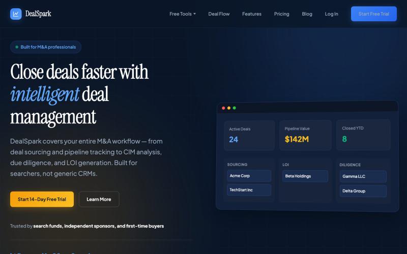 DealSpark - M&A Deal Management Platform — screenshot