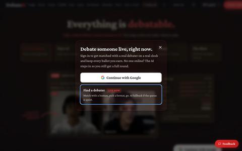 DebateIt · Debate practice, judged live. — screenshot