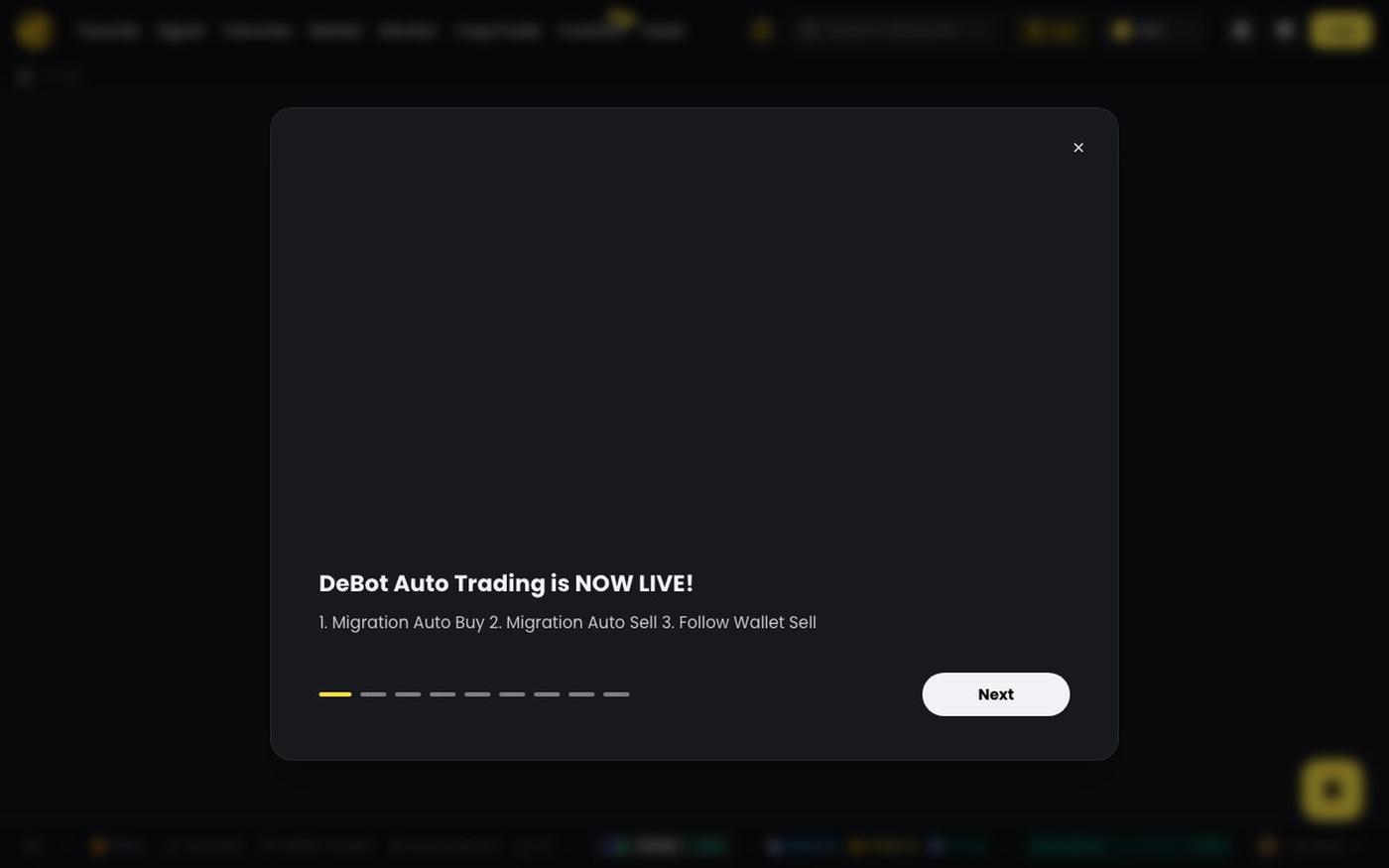 Debot - Crypto Signals & Alpha Exchange for Memecoins & BTC, ETH & SOL & Xlayer — screenshot