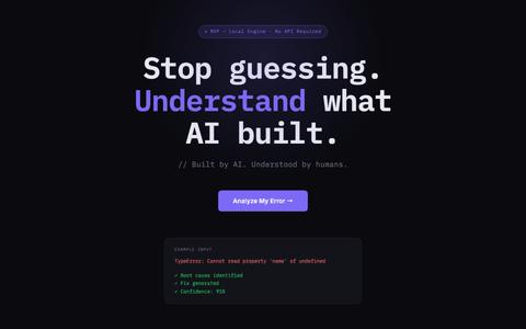 DebugGPT — Built by AI. Understood by humans. — screenshot
