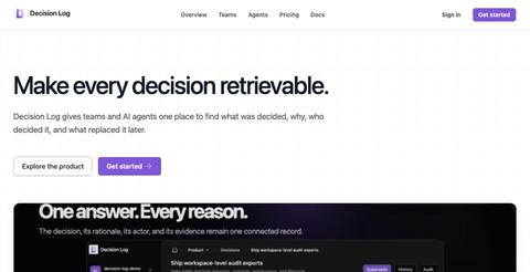 Make every decision retrievable. | Decision Log — screenshot
