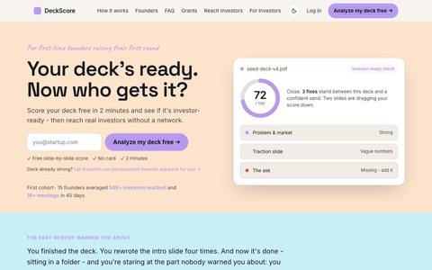 Score Your Pitch Deck Free in 2 Minutes - DeckScore — screenshot
