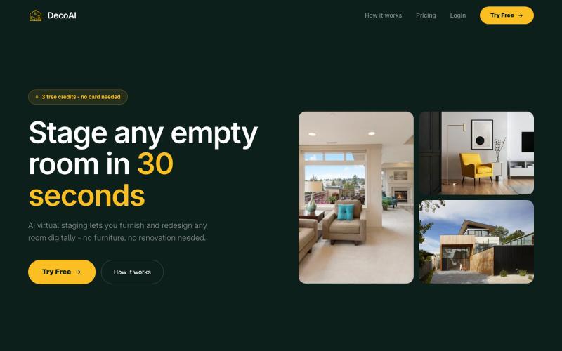 DecoAI - AI Virtual Staging — screenshot