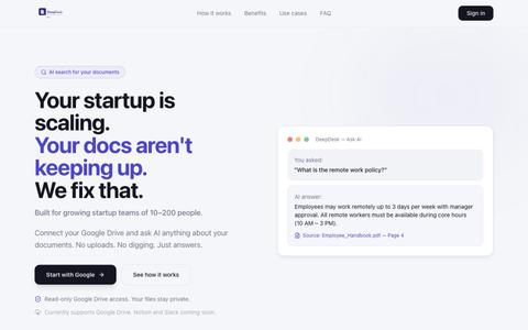 DeepDesk — Ask it something you couldn't find last week. — screenshot