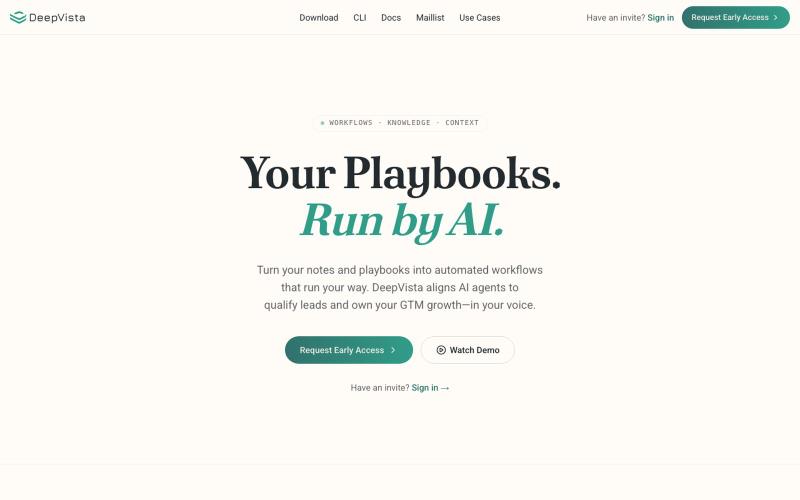 DeepVista | Your Playbooks. Run by AI. — screenshot