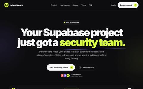 Defencecore — Supabase Security Monitoring for AI-Built Apps — screenshot