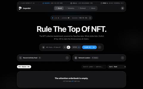 DEGENBID // The On-Chain Attention Orderbook — screenshot