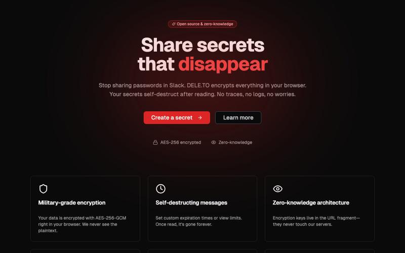 DELETO | Secure Credential Sharing — screenshot