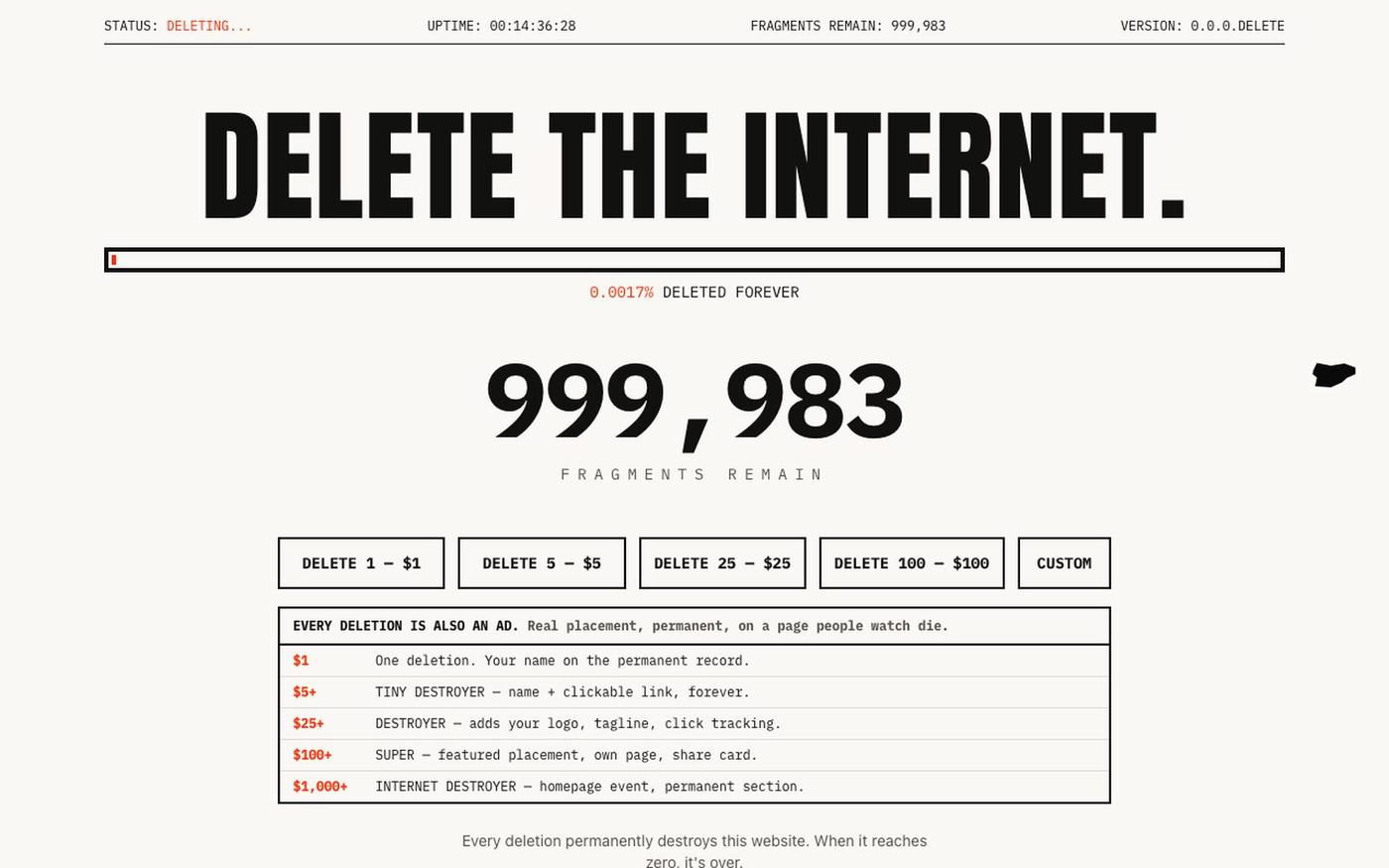 DELETE THE INTERNET. — screenshot