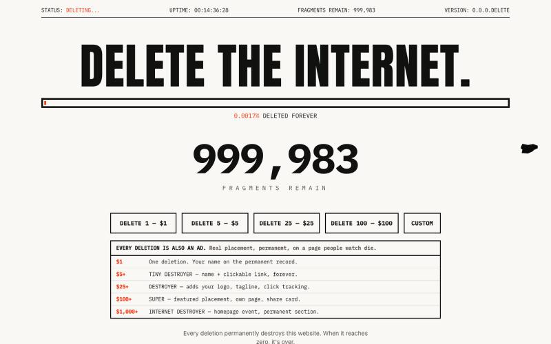 DELETE THE INTERNET. — screenshot