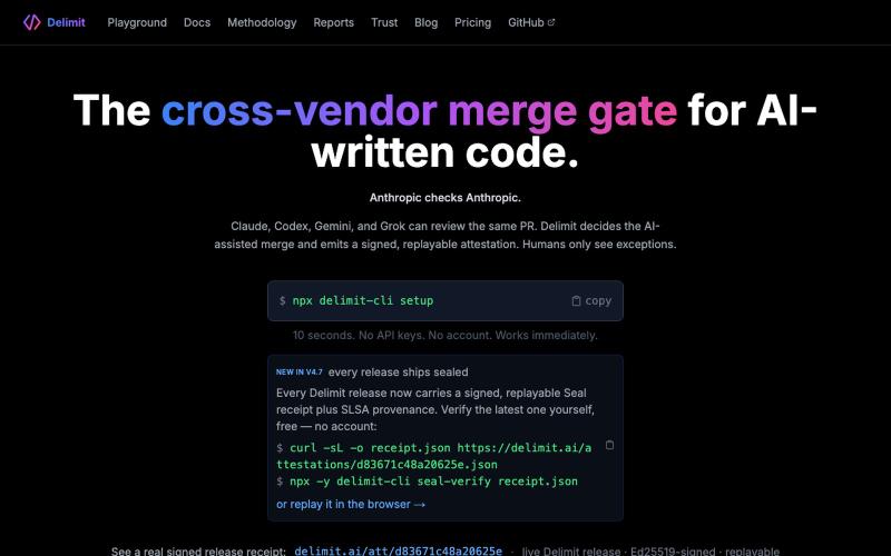 Delimit — the merge gate for AI-written code — screenshot