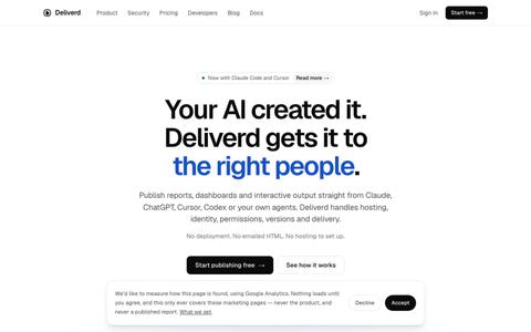 Deliverd — Secure Publishing for AI-Generated Reports — screenshot