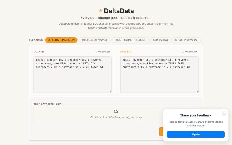 Data Behavioral Diff — screenshot