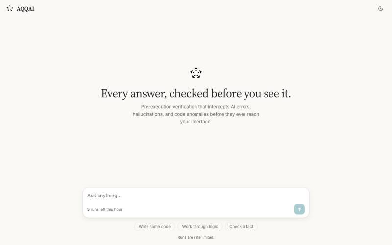 AQQAI — every answer checked before you see it — screenshot