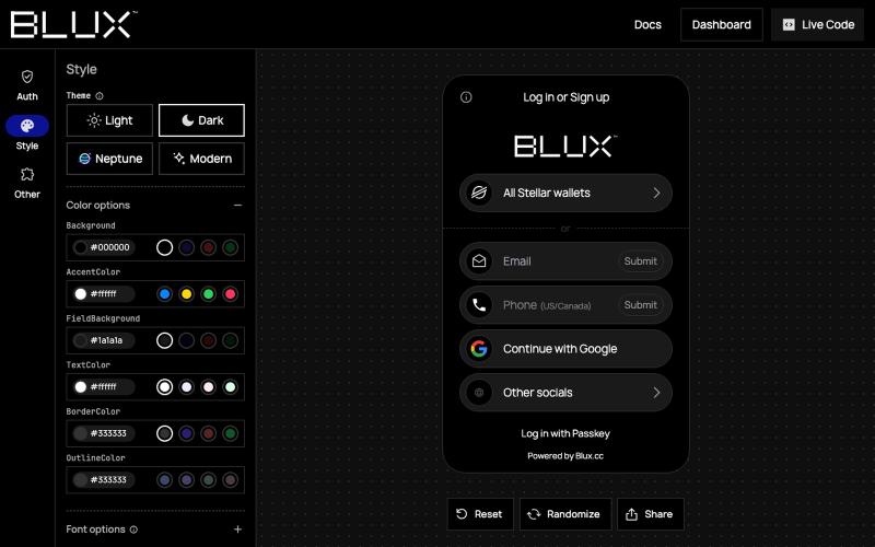 Blux Demo – Stellar dApp Auth & Wallet Integration — screenshot