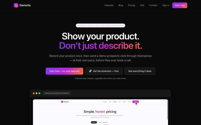 Demorta — Interactive product demos, without the enterprise price tag — screenshot