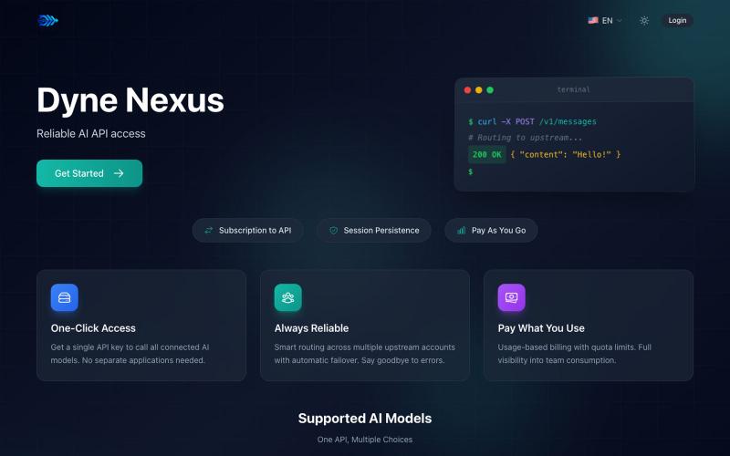 Dyne Nexus - AI API Gateway — screenshot