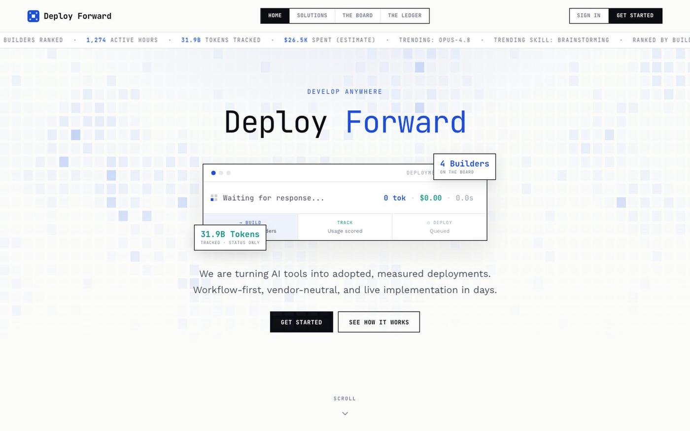 Deploy Forward — Tokens in, deployments out. Per engineer. — screenshot