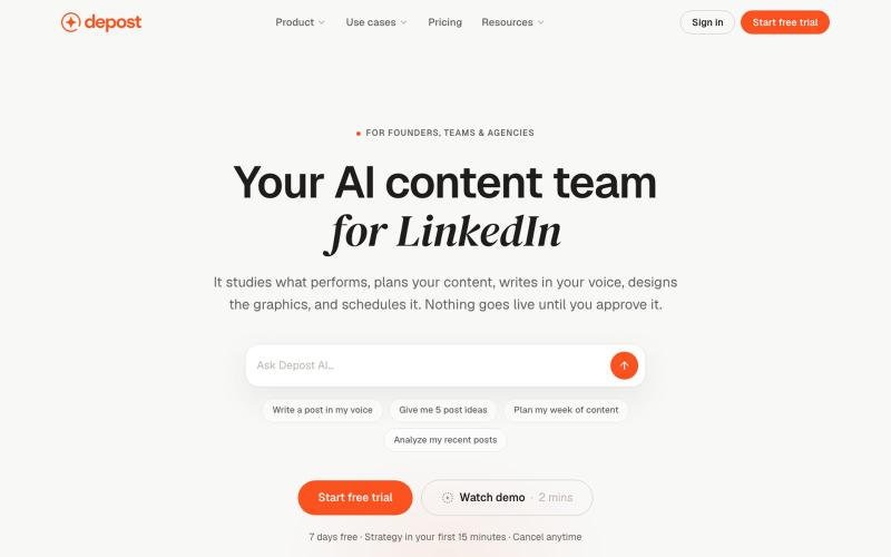 Depost AI — Your AI content team for LinkedIn — screenshot