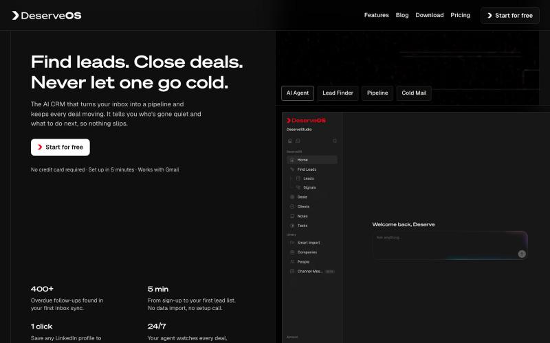 DeserveOS: AI-Powered CRM for Service Businesses — screenshot