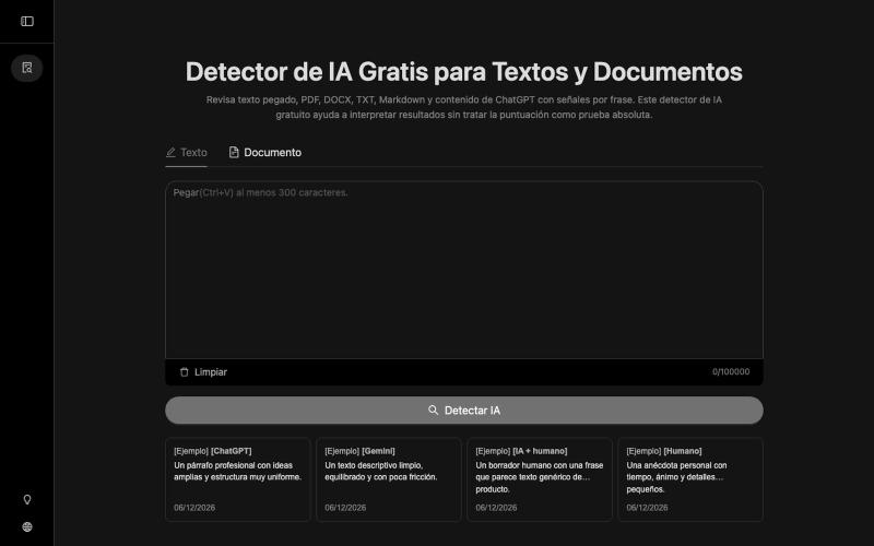 Detector de IA Gratis - Textos y Documentos — screenshot