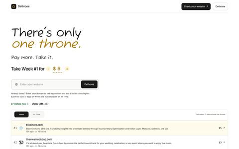 Where Websites Compete for #1 | Dethrone — screenshot