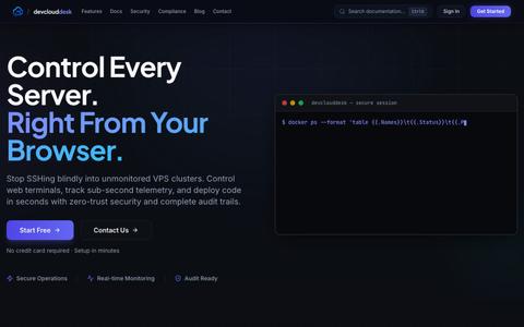 DevCloudDesk | Secure Infrastructure Management Platform — screenshot