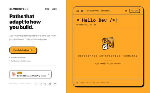 DevCompass | Paths That Adapt to How You Build — screenshot