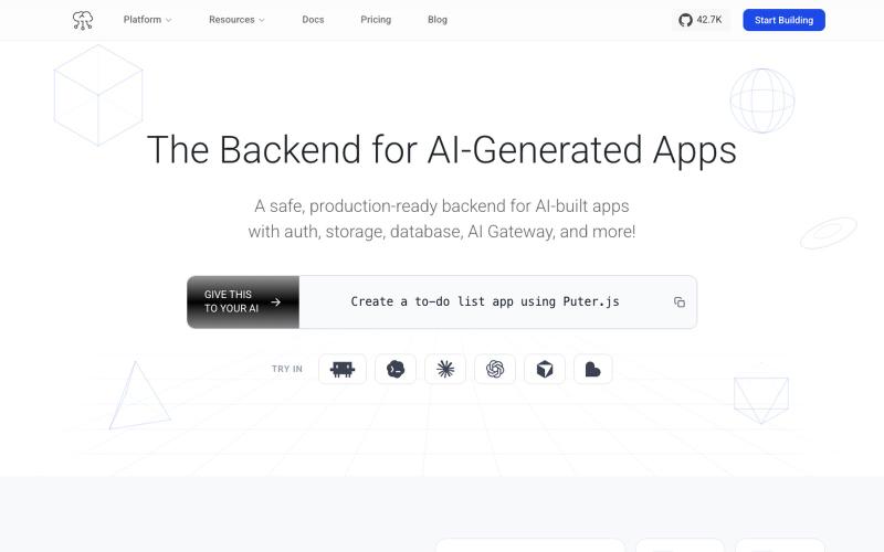 Puter Developer - The Backend for AI-Generated Apps — screenshot