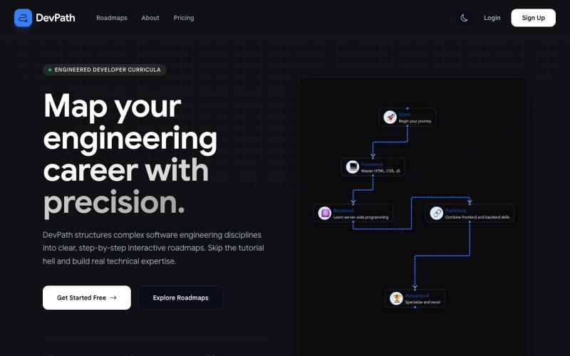 DevPath | Developer Roadmaps & Learning Paths — screenshot