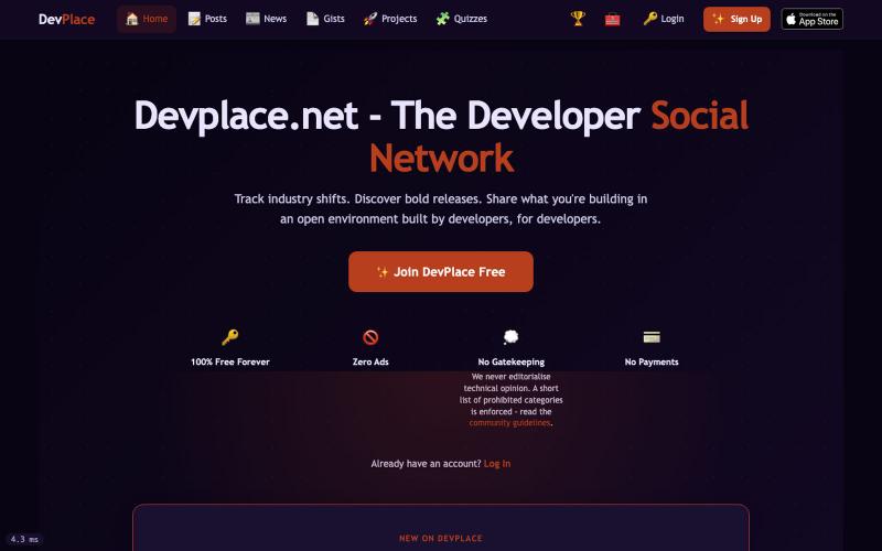 DevPlace - The Developer Social Network - DevPlace — screenshot