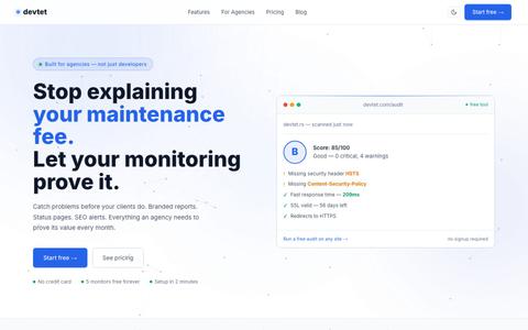 DevTet — Monitoring Built for Agencies — screenshot