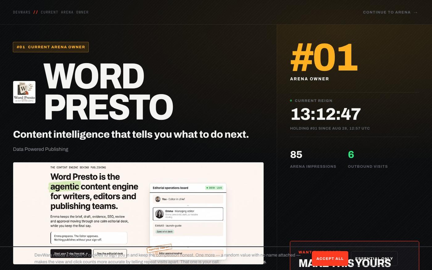 DevWars — battle for attention — screenshot
