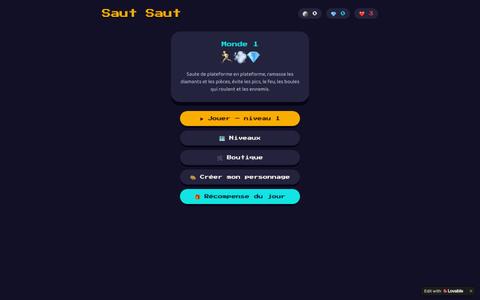 Saut Saut — Jeu de plateforme 2D avec diamants et pièces — screenshot