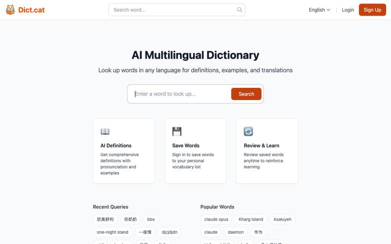 Dict.cat - AI Multilingual Dictionary — screenshot