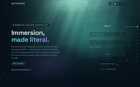 Dictoterix — immersive language learning app — screenshot