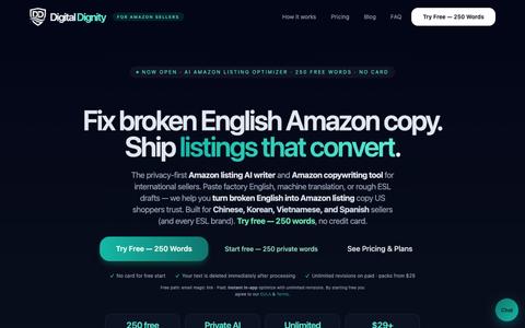 AI Amazon Listing Optimizer | Fix Broken English Amazon Copy — Digital Dignity — screenshot