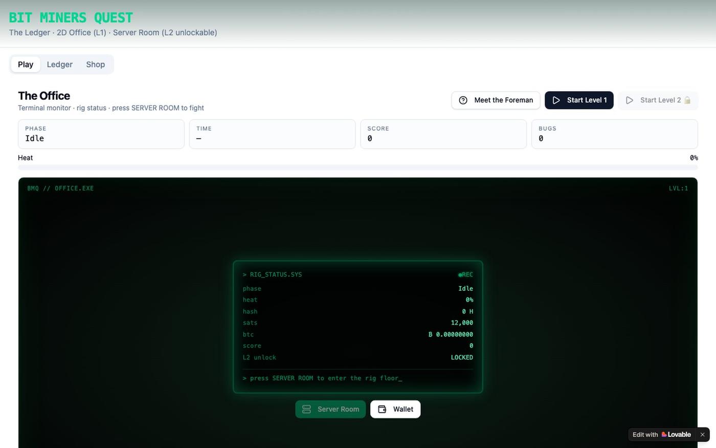Bit Miners Quest — The Ledger — screenshot
