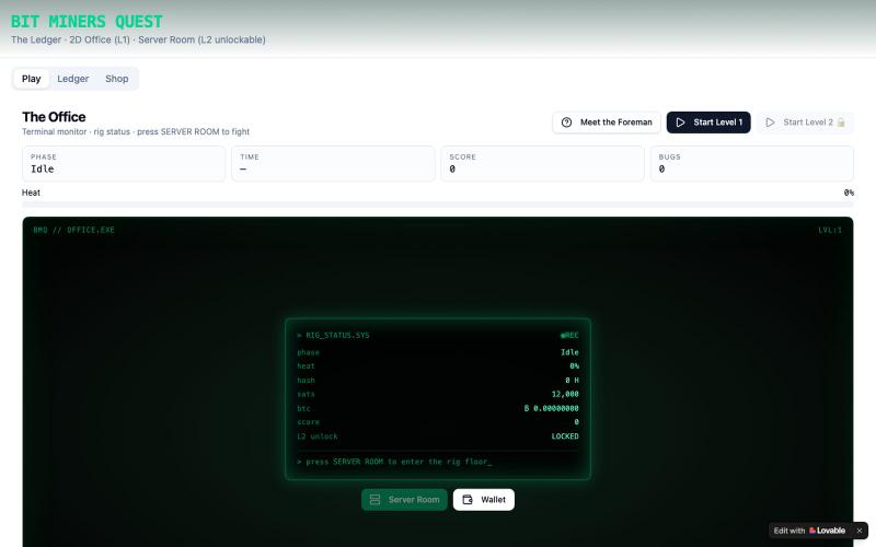 Bit Miners Quest — The Ledger — screenshot