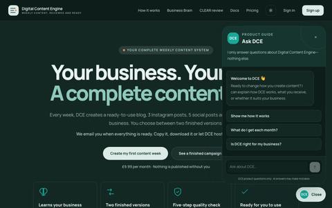 AI Content Generator for Small Businesses | Digital Content Engine — screenshot