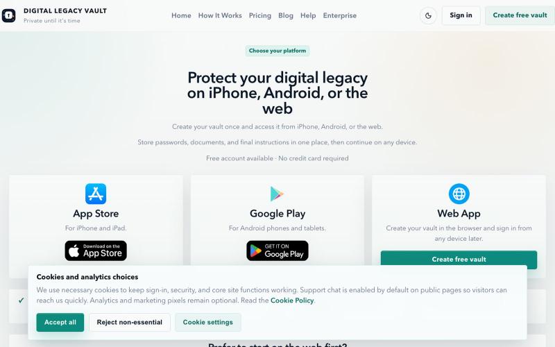 Get the App | Digital Legacy Vault — screenshot