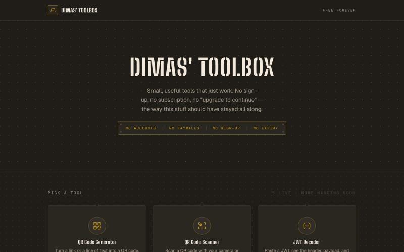 Dimas' Toolbox — free tools, no catch — screenshot