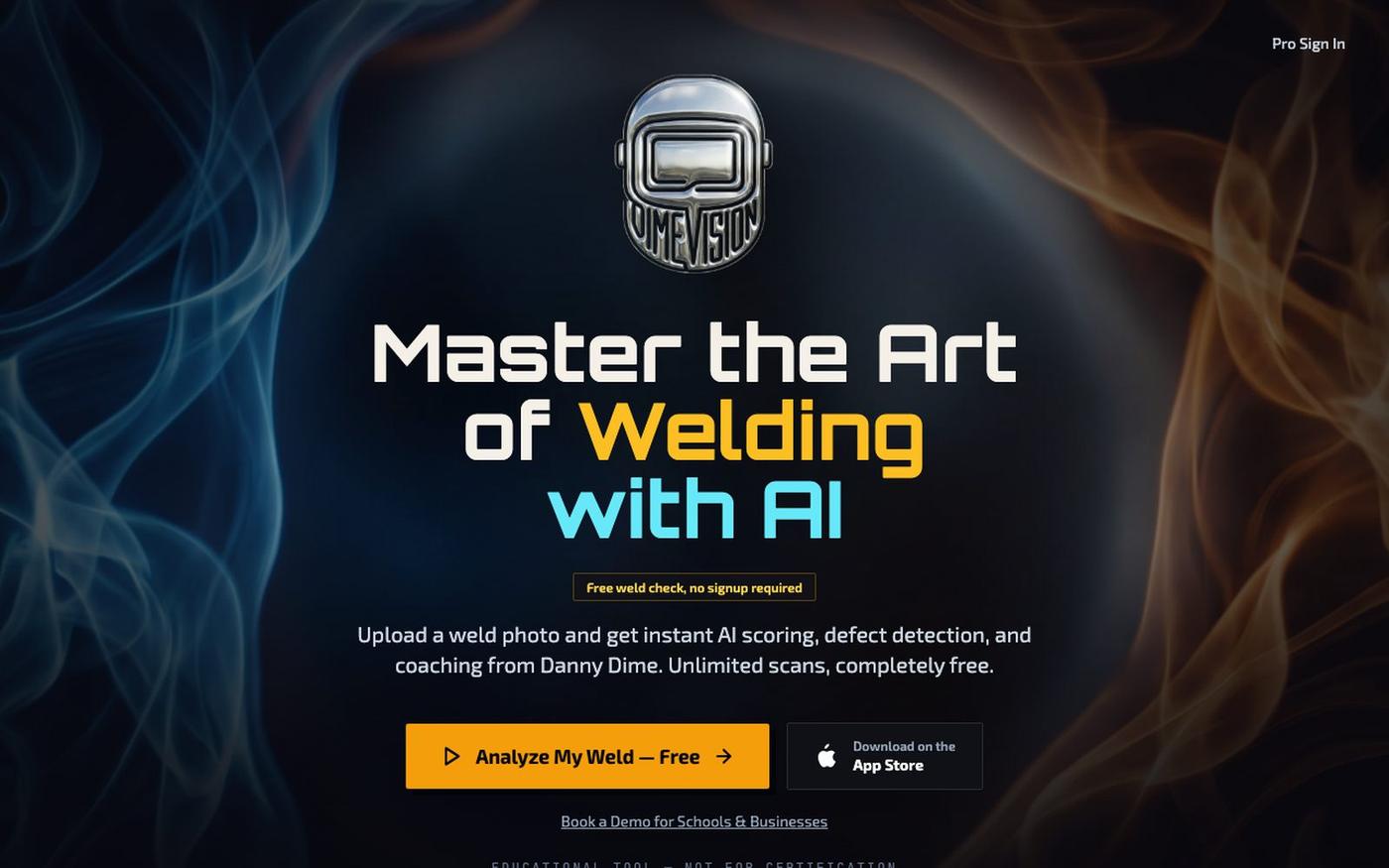 DimeVision - Best Welding Apps for Students | Free AI Weld Analysis — screenshot