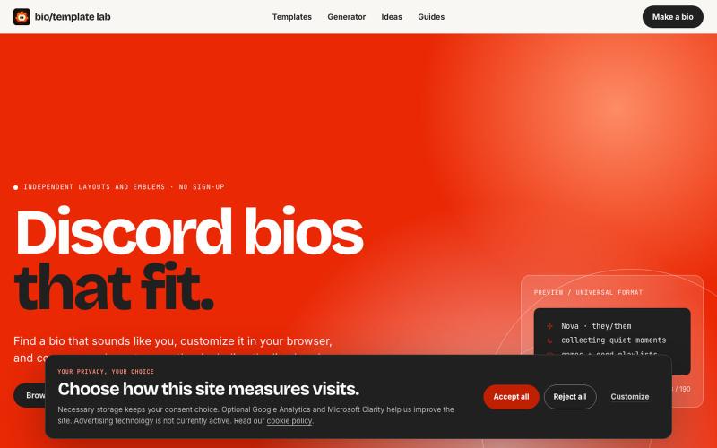Discord Bio Templates – Copy & Paste | Bio Template Lab — screenshot