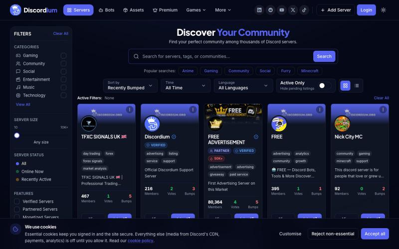 Discover Discord Servers — screenshot